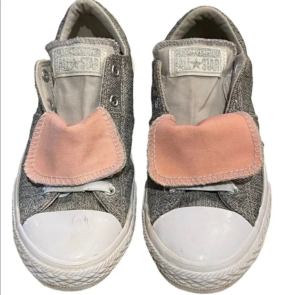Converse Sneakers Girls Size 3 Pink and Gray with Flip over Tongue
